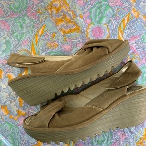 Fly London grey comfortable wedges